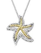 Lord & Taylor Diamond Starfish Pendant In Sterling Silver With 14k Yellow Gold
