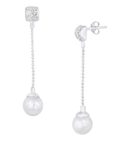 Lord & Taylor Sterling Silver And Pearl Linear Drop Earrings