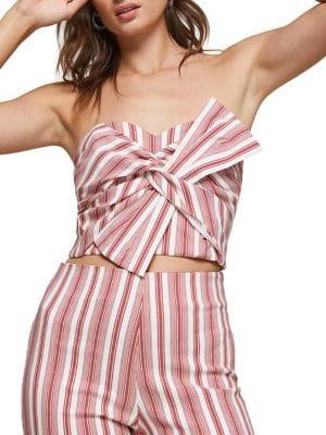Miss Selfridge Striped Twisted Front Top