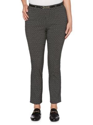 Rafaella Belted Chain-print Skinny Ankle Pants