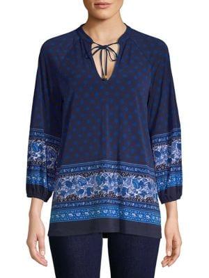 Michael Michael Kors Petite Sunny Batik Border Top