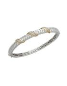 Lord & Taylor Diamond, Silver And 14k Yellow Gold Bracelet