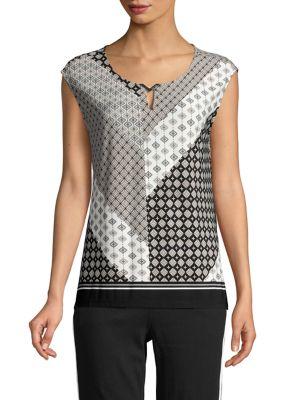 Calvin Klein Sleeveless Mixed-print Blouse