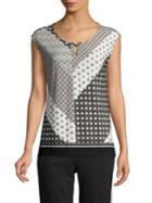 Calvin Klein Sleeveless Mixed-print Blouse
