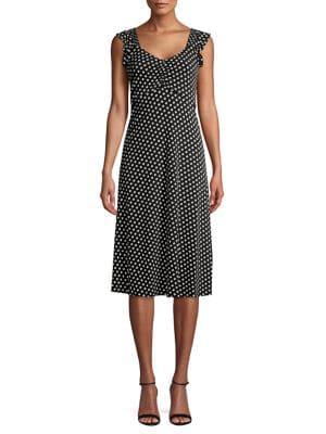 Michael Michael Kors Ruffle Flutter Sleeve Dotted Dress