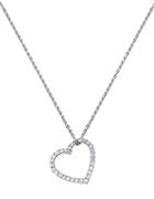 Crislu Platinum Finished Sterling Silver And Cubic Zirconia Heart Pendant Necklace