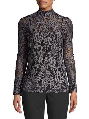 Jones New York Floral Lace Mockneck Top