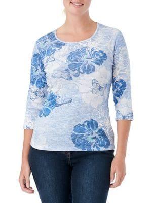 Olsen Flower & Butterfly Print Tee