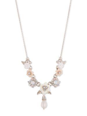 Marchesa Crystal Floral Goldtone Pendant Necklace