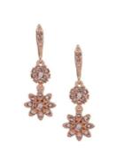 Givenchy Swarovski Crystal Double Flower Drop Earrings