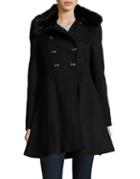 Via Spiga Double Breasted Faux Fur-trim Wool Blend Coat