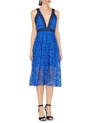 Adelyn Rae Marilyn Woven Lace Midi Fit & Flare Dress