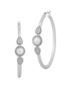Lucky Brand May Chase Faux Pearl And Dyed Jade Hoop Earrings