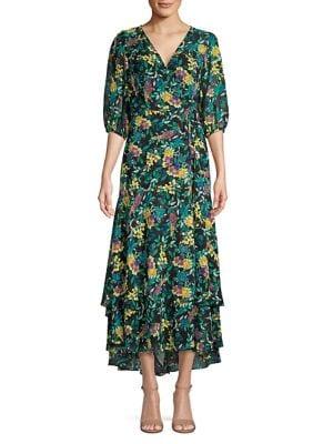 Calvin Klein Three-quarter Floral Wrap Dress