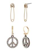 Betsey Johnson East Harlem Shuffle Crystal Safety Pinset Earrings