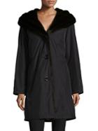 Gallery Faux Fur-trimmed Button Oversized Coat