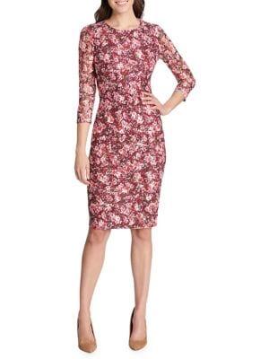 Kensie Dresses Three-quarter Sleeve Floral Sheath Dress