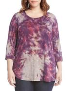 Karen Kane Plus Plus Plus Three-quarter Sleeve Tie Dye Top