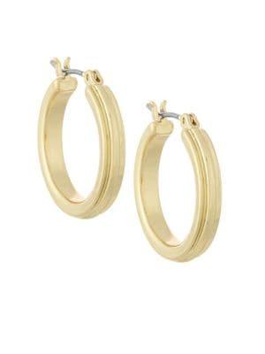 Laundry By Shelli Segal Medium Ribbed Goldtone Hoop Earrings