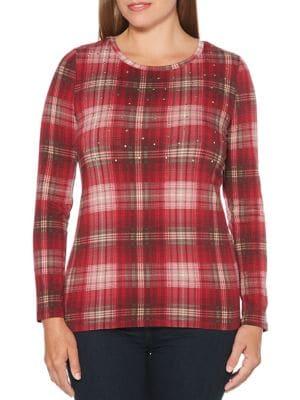 Rafaella Plaid Splatter Dot Top