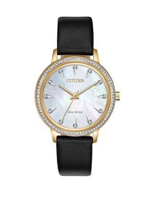 Citizen Silhouette Crystal Diamond, Stainless Steel & Leather-strap Watch