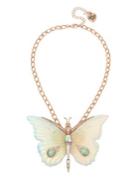 Betsey Johnson Flower Crystal Large Butterfly Pendant Necklace