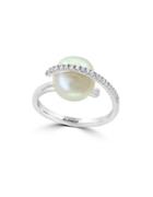 Effy Pearl And Diamond 14k White Gold Ring