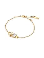 Michael Kors Square Mother-of-pearl And Sterling Silver Mercer Padlock Bracelet