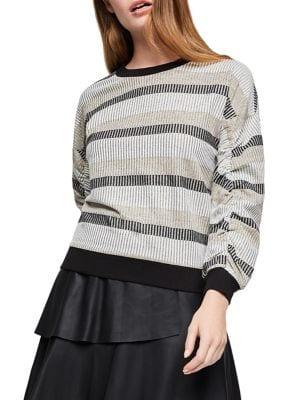 Bcbgeneration Metallic Striped Fleece Sweatshirt