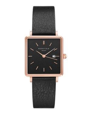 Rosefield The Boxy Leather-strap Watch