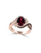 Effy Faceted Diamond And Rhodolite Ring
