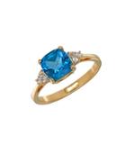 Lord & Taylor Blue Topaz And 14k Yellow Gold Ring