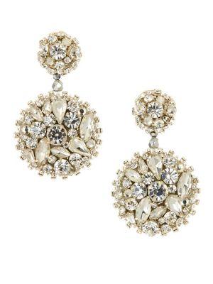 Oscar De La Renta Crystal Bold Disc Drop Earrings