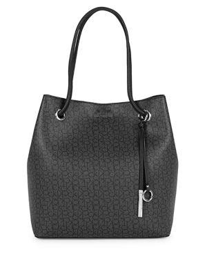 Calvin Klein Logo Printed Leather Tote