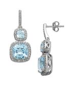 Lord & Taylor 14 Kt. White Gold And Topaz Earrings