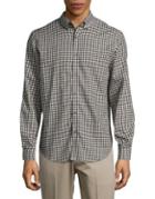Black Brown Muted Checkered Cotton Casual Button-down Shirt