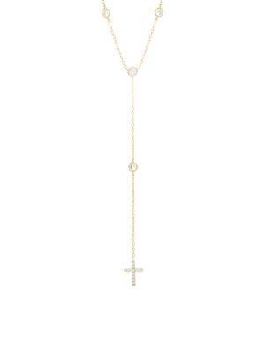 Lord & Taylor Sterling Silver & Teardrop Crystal Lariat Necklace
