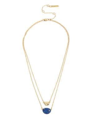 H Halston Pebble Lapis Two-row Pendant Necklace