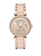 Michael Kors Parker Blush Acetate And Rose Goldtone Stainless Steel Bracelet Watch