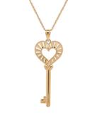 Lord & Taylor 14k Yellow-gold Heart & Key Pendant Necklace