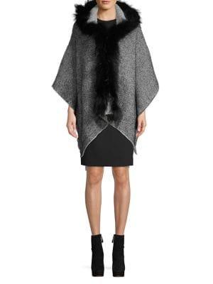 Linda Richards Raccoon Fur And Wool Poncho