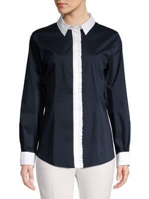 Brooks Brothers Red Fleece Ruffled Button Front Blouse