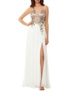 Xscape Embroidered A-line Gown