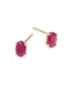 Lord & Taylor 14k Yellow Gold And Ruby Stud Earrings