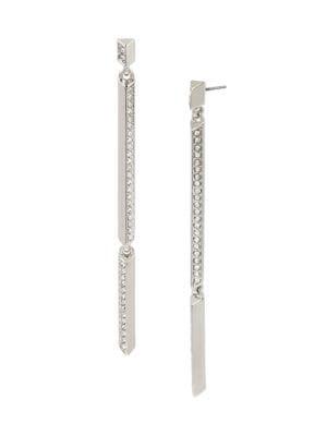 Bcbgeneration Starry Eyed Silvertone & Crystal Linear Stick Earrings