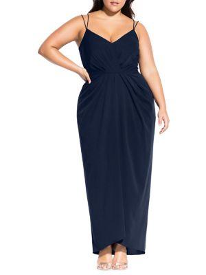City Chic Plus Luciana Pleated Maxi Dress