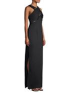 Aidan By Aidan Mattox Sequin Crepe Halter Gown