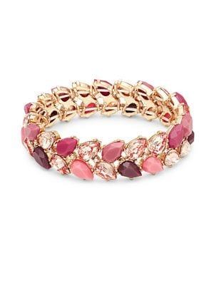 Design Lab Goldtone Teardrop Pave Stretch Bracelet