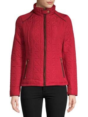 Weatherproof Mixed-quilt Contrast-trim Coat
