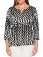 Rafaella Printed Three-quarter Sleeve Cotton Top